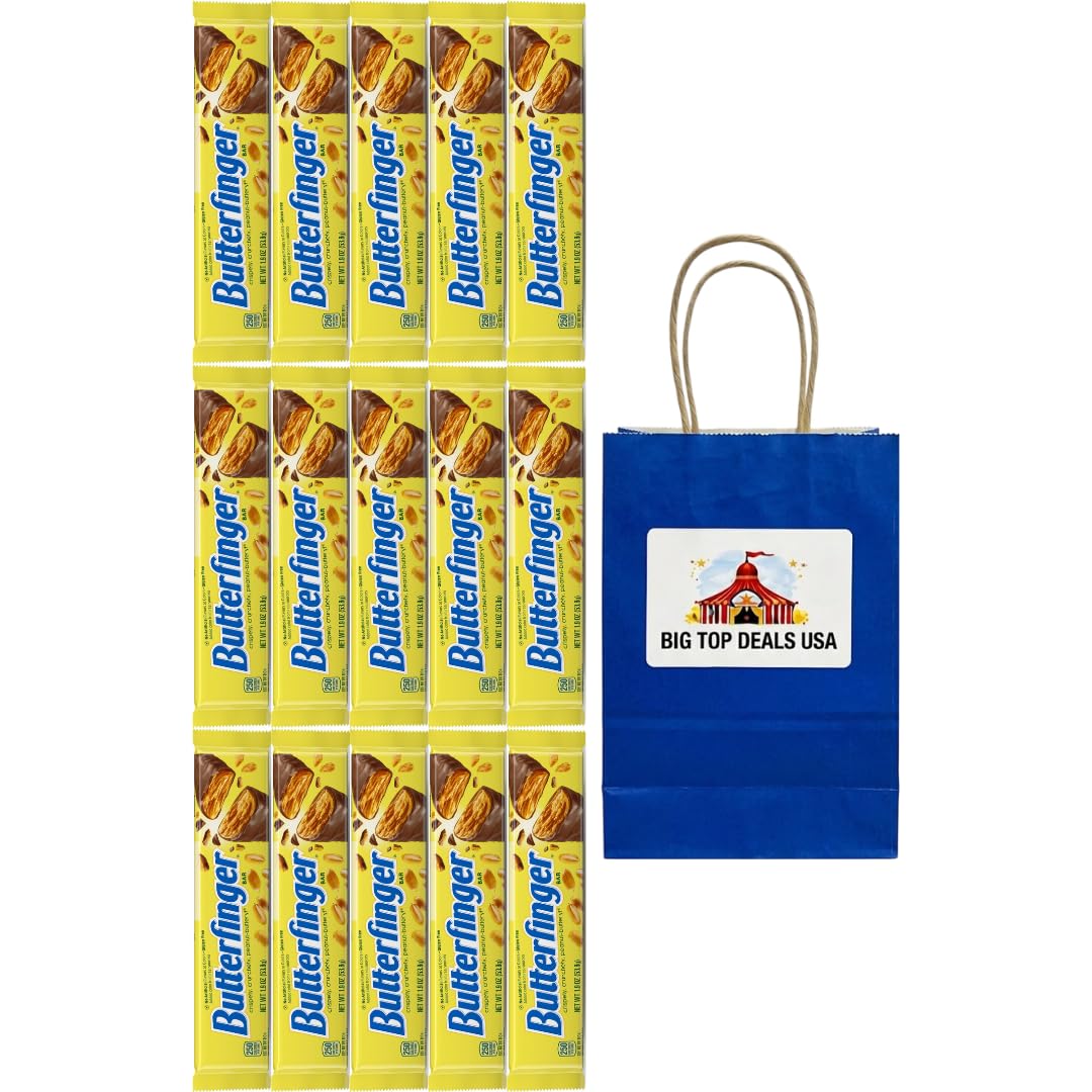 Butterfinger Full Size Candy Bars, Crispety crunchety peanut buttery Candy, 1.9 oz Bars, 15 Pack, Individually Wrapped
