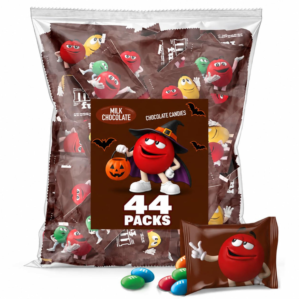 Milk Chocolate Candy Fun Size Packs Halloween Candy 44pcs, Individually Wrapped Bulk Chocolate Candy for Parties, Candy Bowls & Treats