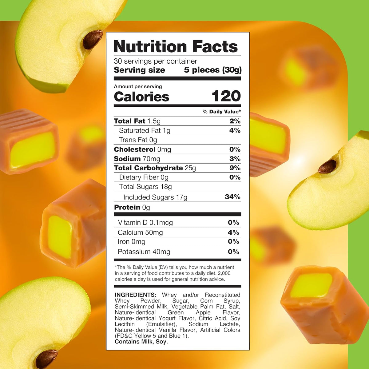 Caramel Candy, Apple Filling, Caramels Individually Wrapped - 2 Lb Pack