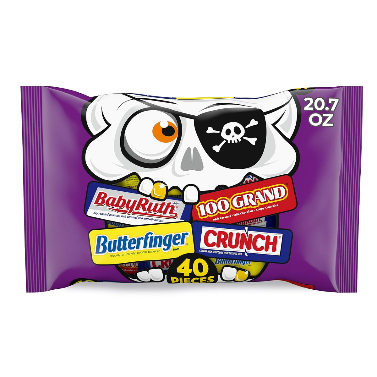Butterfinger, CRUNCH, Baby Ruth, 100 Grand, Halloween Candy Bulk, 20.7 oz