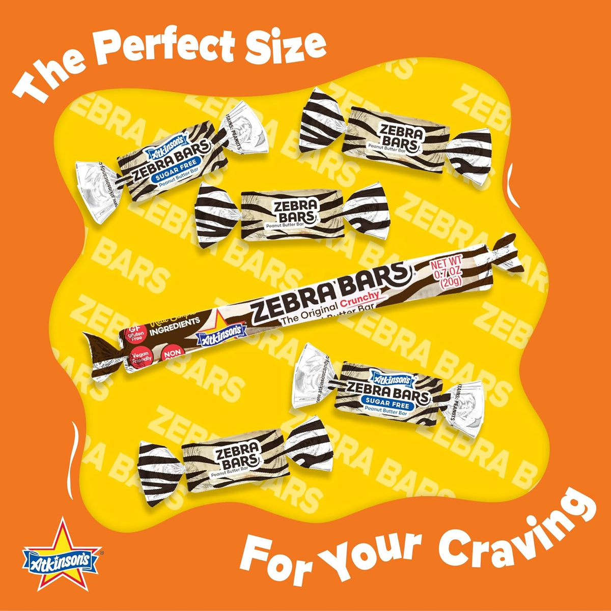 Atkinson's Peanut Butter Bars Crunchy Crispy Fun Size, 0.37oz, 48ct Pack