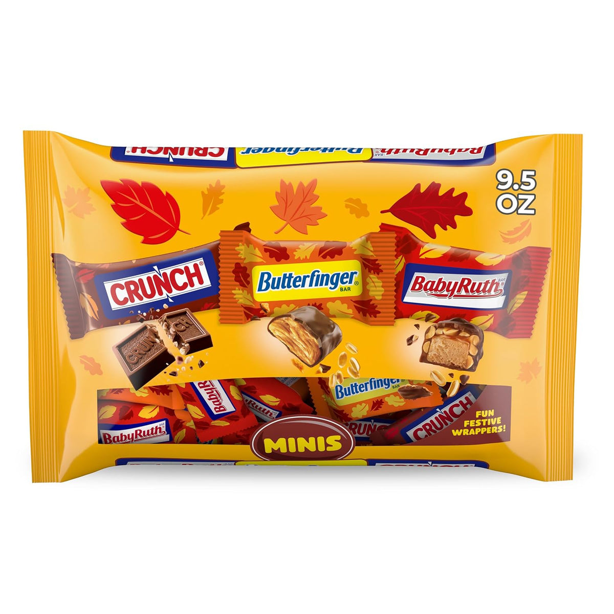Butterfinger, CRUNCH and Baby Ruth Minis Halloween Candy Bars Bulk, 9.5 oz