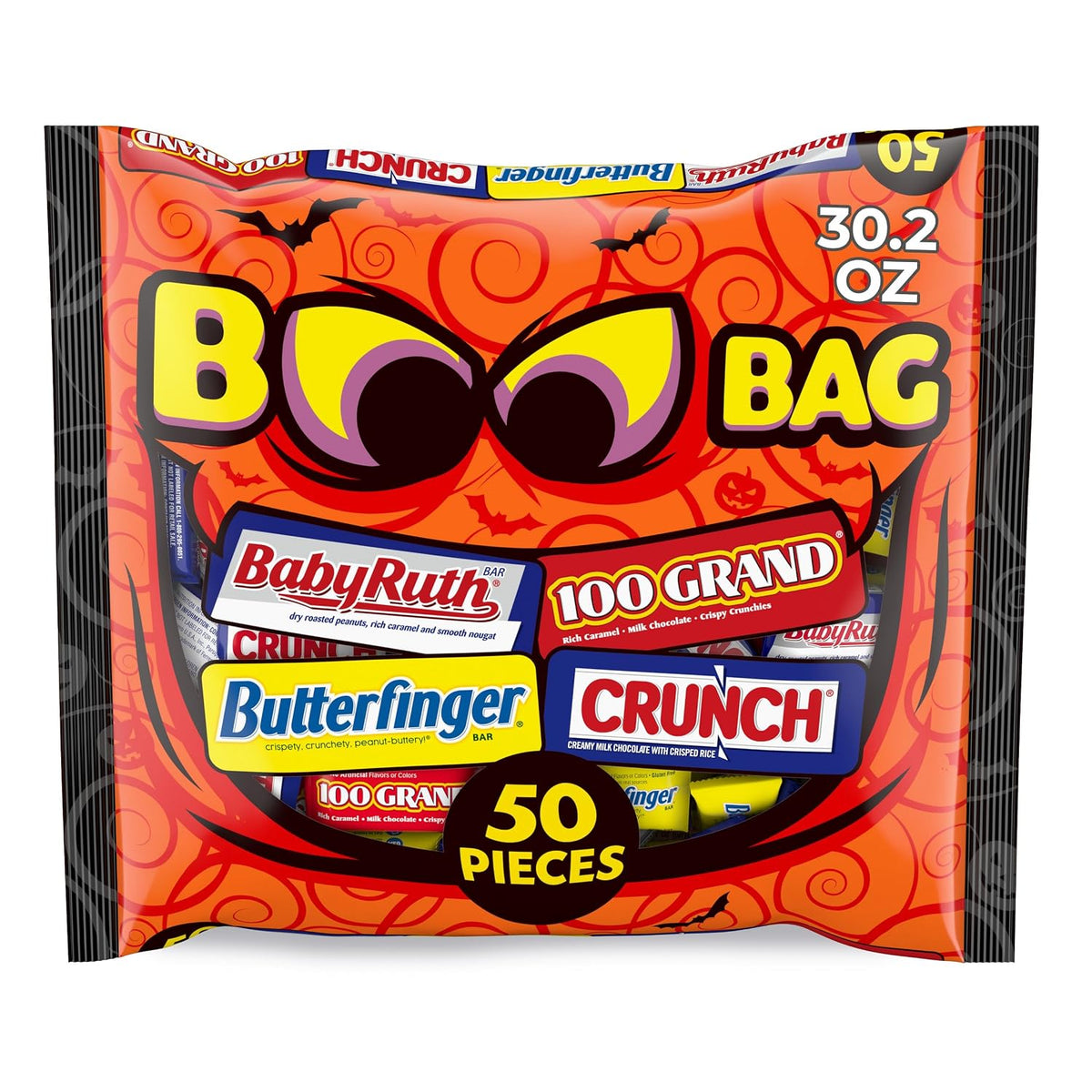 Butterfinger, CRUNCH, Baby Ruth, 100 Grand Halloween Candy Chocolate-y Pack