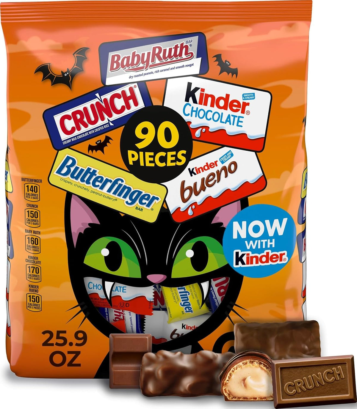 Butterfinger, Crunch, Baby Ruth, 100 Grand Halloween Candy Bulk, Fun Size