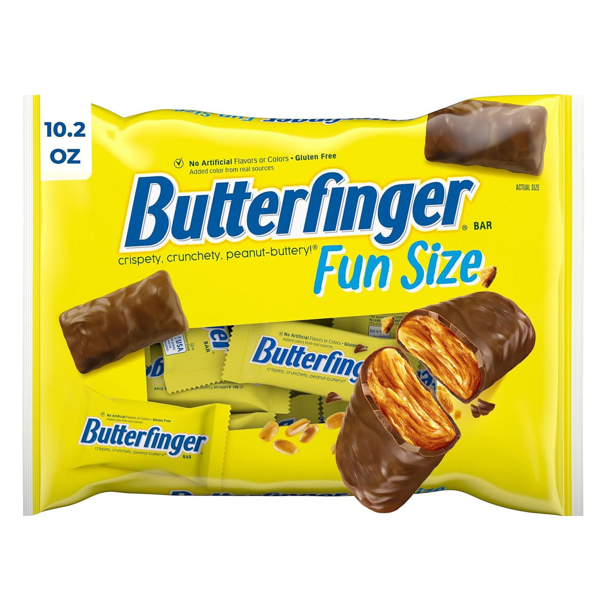 Butterfinger Fun Size Candy Bars Individually Wrapped, 6 Bags, 10.2 Oz