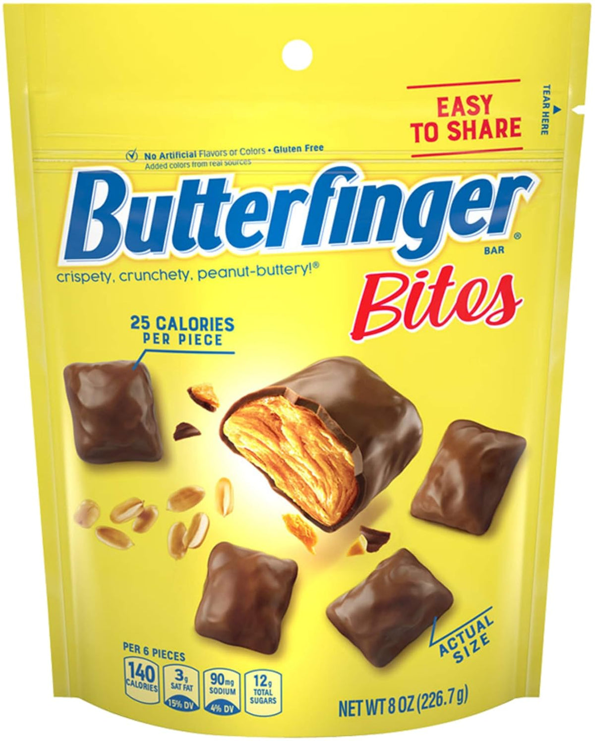 Butterfinger Bites Chocolate Bite-Sized Peanut Butter Ferrero Candy, 8 Ounce Reclosable Bag