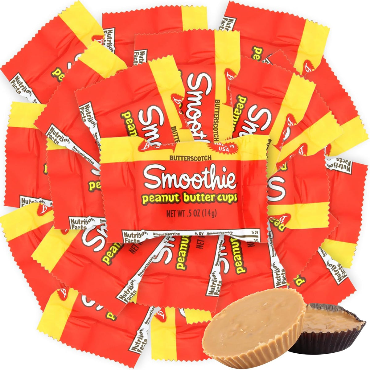 Sweetzo - Boyer Butterscotch Smooth Peanut Butter Cups, Individually Wrapped Candies, 0.5 Ounces (Pack of 20)