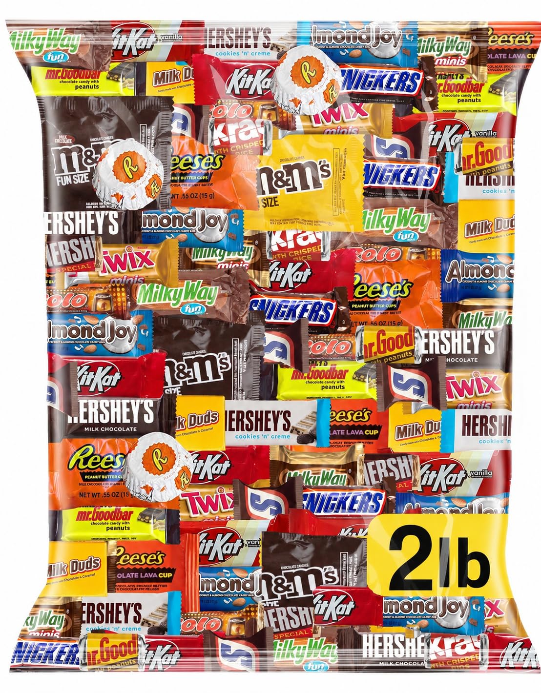 Assorted Chocolate Candy Variety Pack 2 LB Bulk Bag, 90 Ct Fun Size Mix